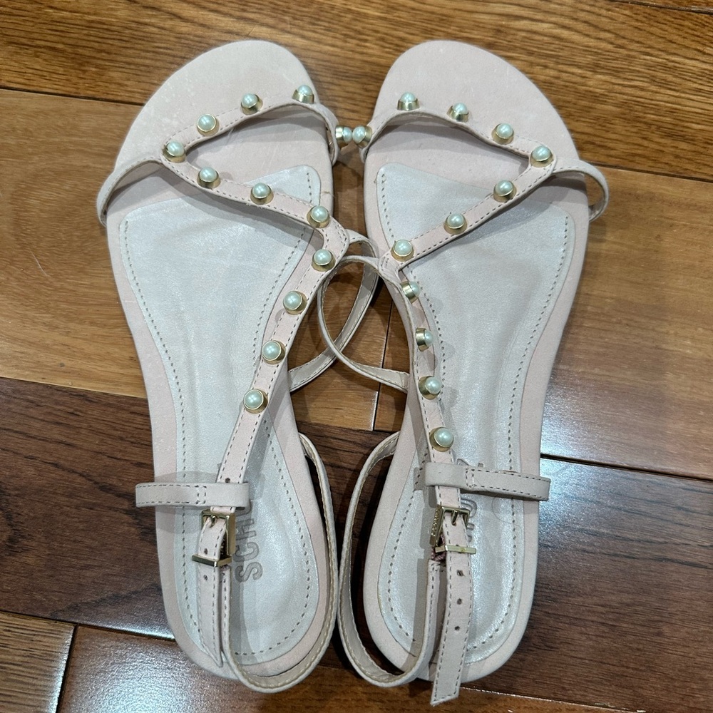 New Pink Schutz Sandals with Pearl Detailing Size 7